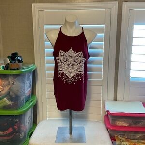Elegant Maroon Halter Top with White Design